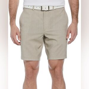 PGA TOUR Stretch Striped Golf Shorts Men's 30 Chinchilla Zip & Button Closure